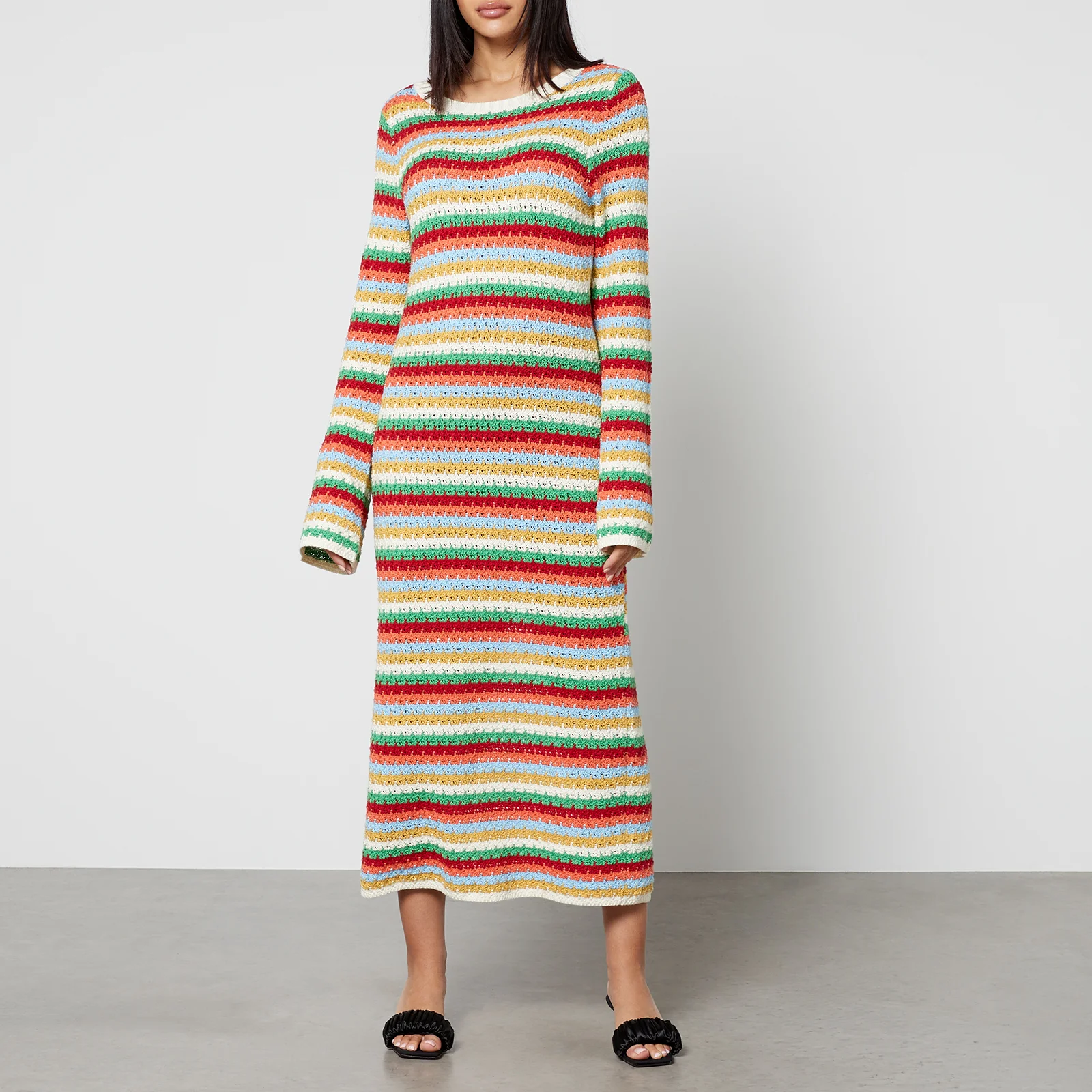 Kitri Nadine Striped Crocheted Midi Dress Image 1