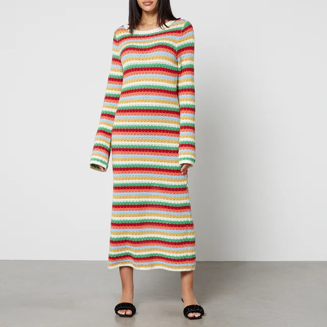 Kitri Nadine Striped Crocheted Midi Dress