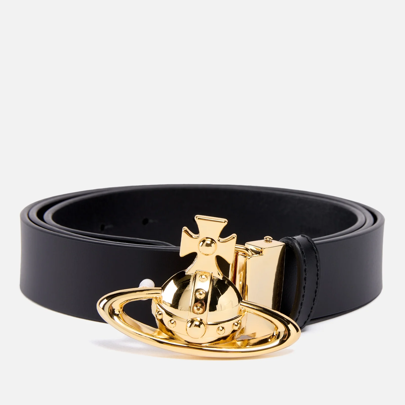Vivienne Westwood Gold-Tone Orb Leather Buckle Belt Image 1