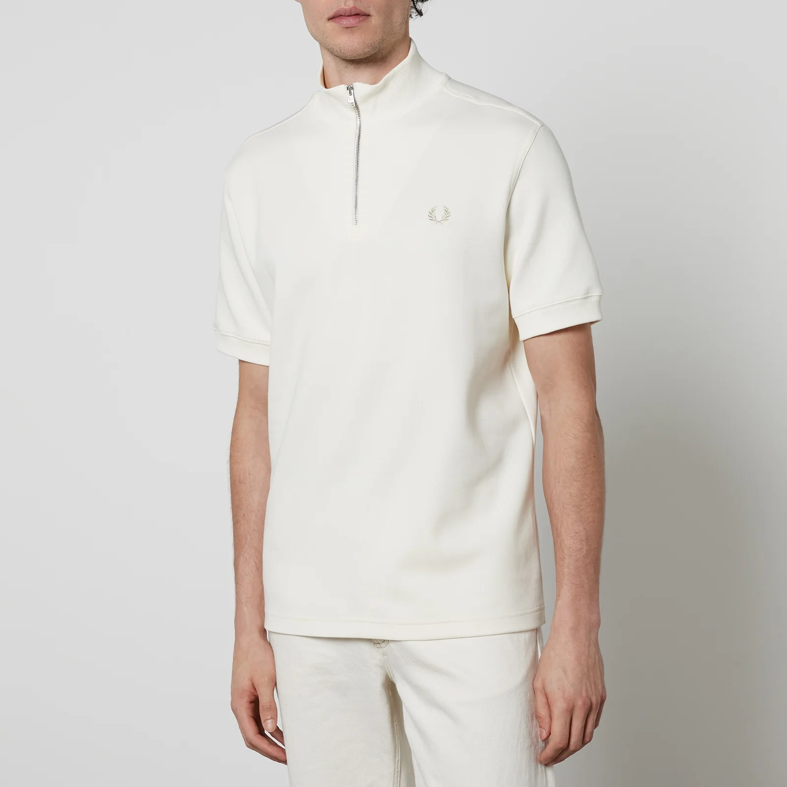 Fred Perry Quarter Zip Cotton-Blend Polo Shirt - S Image 1