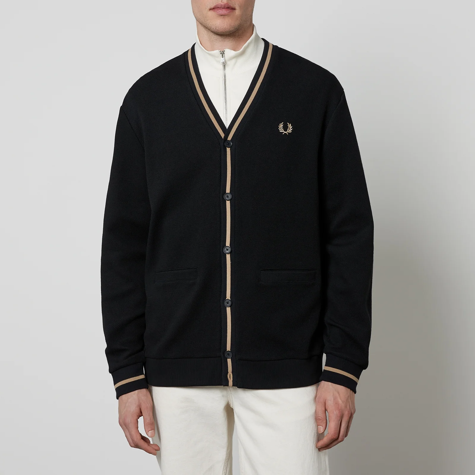 Fred Perry Contrast-Tipped Cotton-Piqué Cardigan - M Image 1