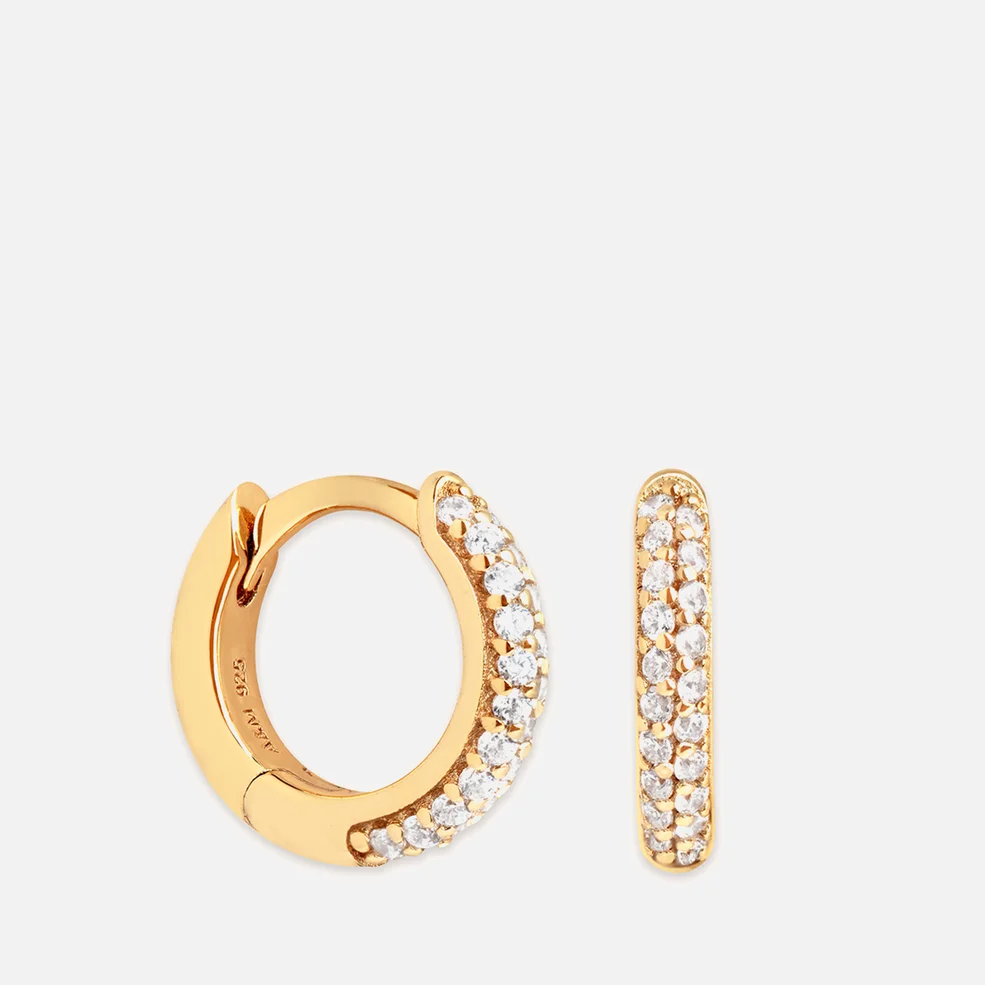 Astrid & Miyu Pave 18-Karat Gold-Plated Huggie Earrings Image 1