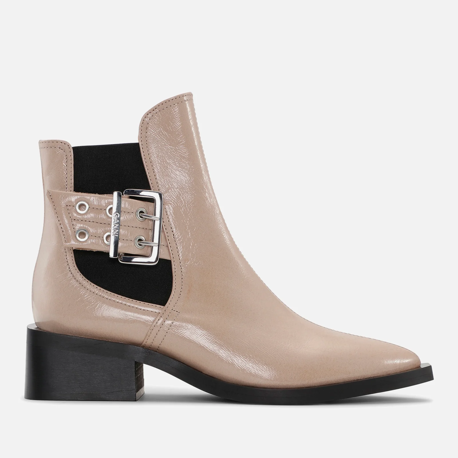 Ganni Chunky Buckle Leather Chelsea Boots Image 1
