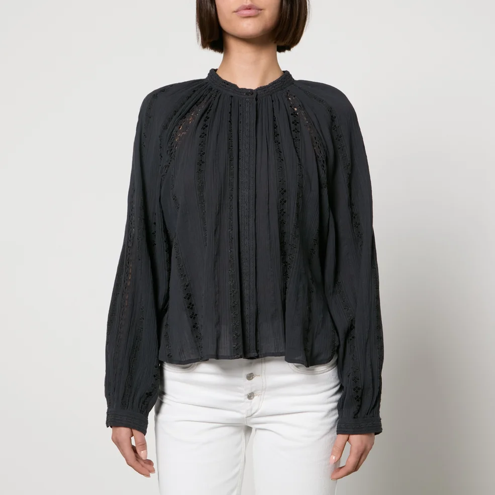 Marant Etoile Janelle Embroidered Broderie Anglaise Cotton Blouse Image 1