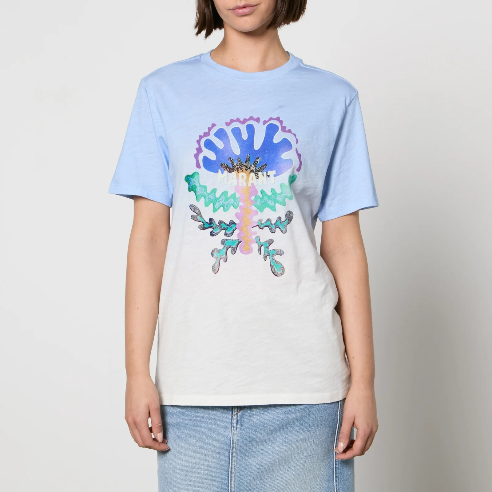 Marant Etoile Zewel Flocked Logo Cotton-Jersey T-Shirt Image 1