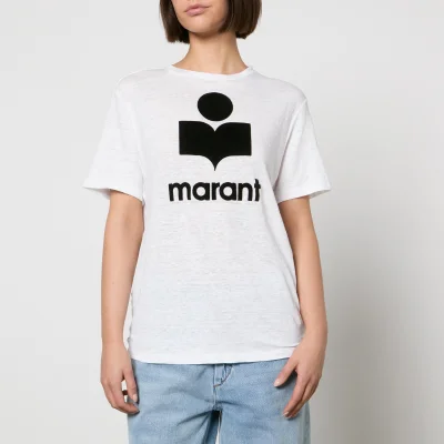 Marant Etoile Zewel Flocked Logo-Flocked Linen T-Shirt - XS
