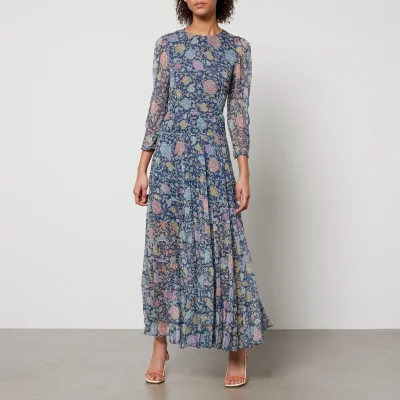 Rixo Kristen Floral-Print Chiffon Maxi Dress - XS/UK 8