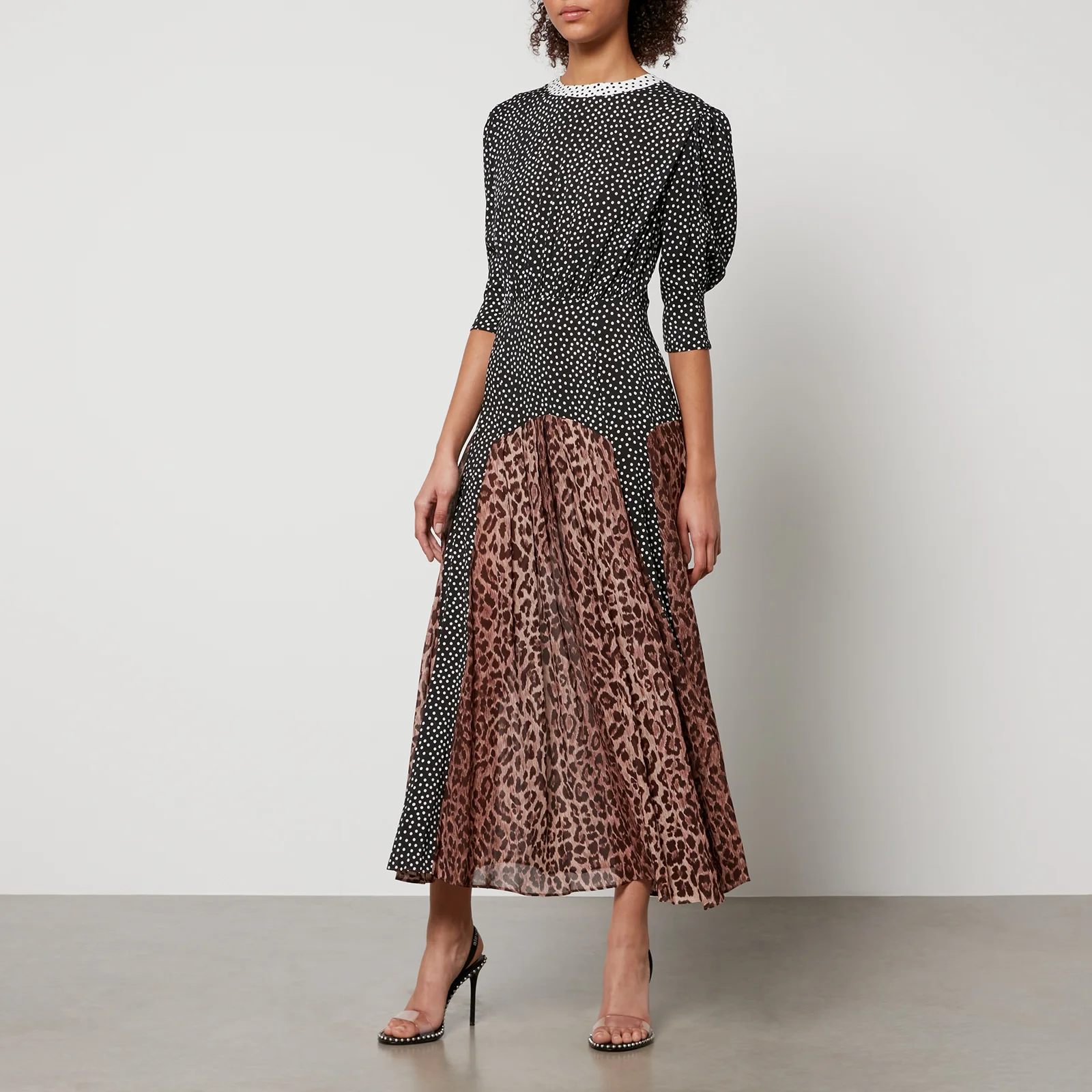 Rixo Meg Leopard-Print and Polka-Dot Chiffon Maxi Dress Image 1