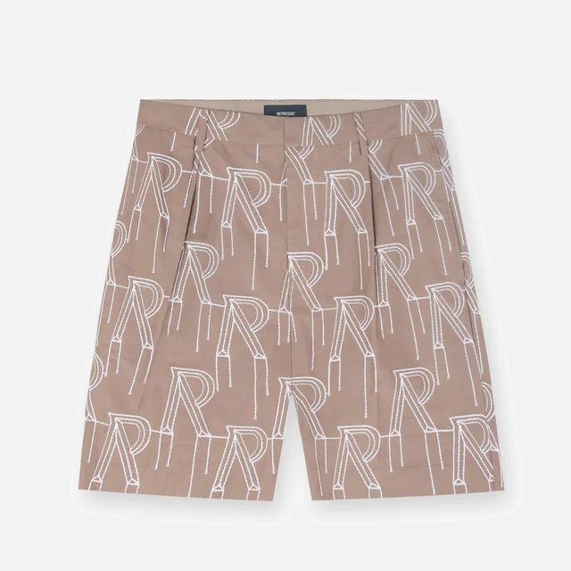 REPRESENT Men's Embrodiered Initial Tailored Shorts - Washed Taupe