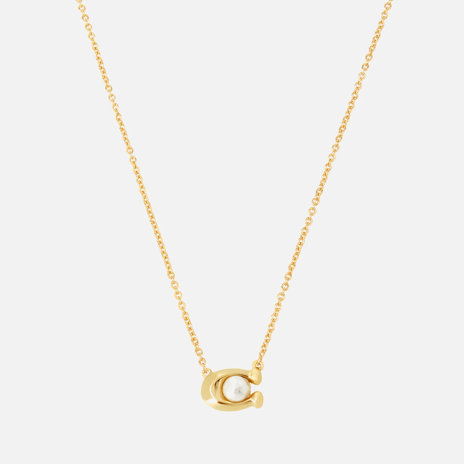 Coach Pearl Signature Gold-Tone Pendant Necklace Image 1