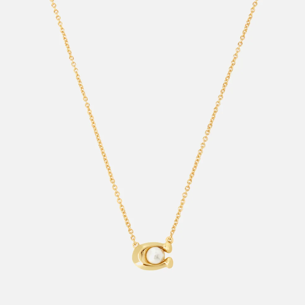 Coach Pearl Signature Gold-Tone Pendant Necklace Image 1