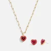 Coach Enamel Heart Gold-Tone Necklace and Earring Boxed Set - Image 1