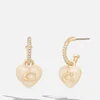 Coach Women's Signature C Heart Pearl Drop Gold Tone Huggie Earrings - Gold/White - Image 1