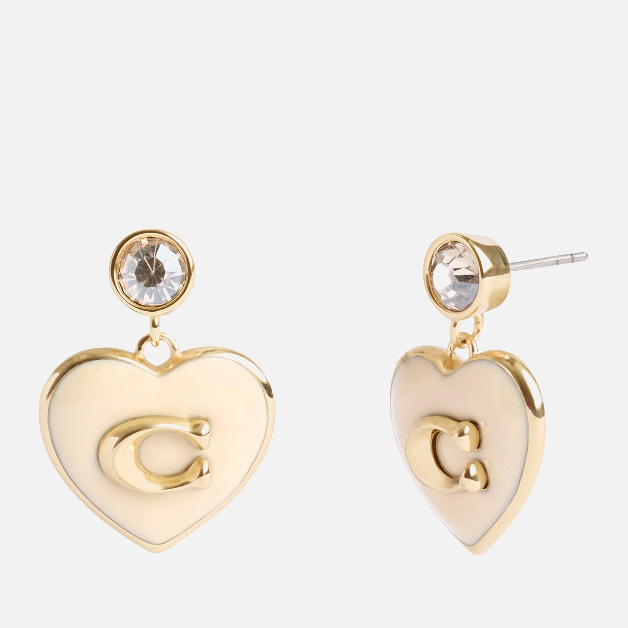 Coach Heart Boxed Gold-Tone Drop Earrings Image 1