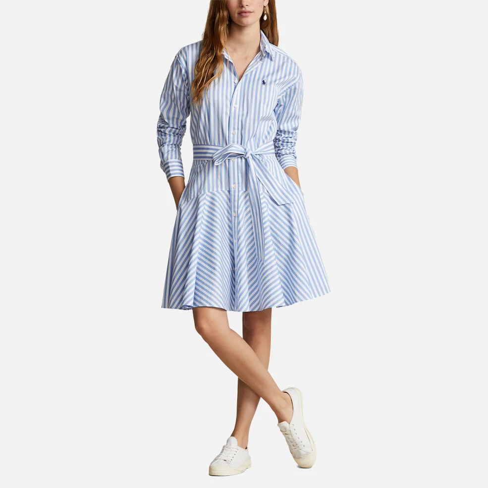 Polo Ralph Lauren Long Sleeve Striped Cotton-Poplin Shirt Dress Image 1