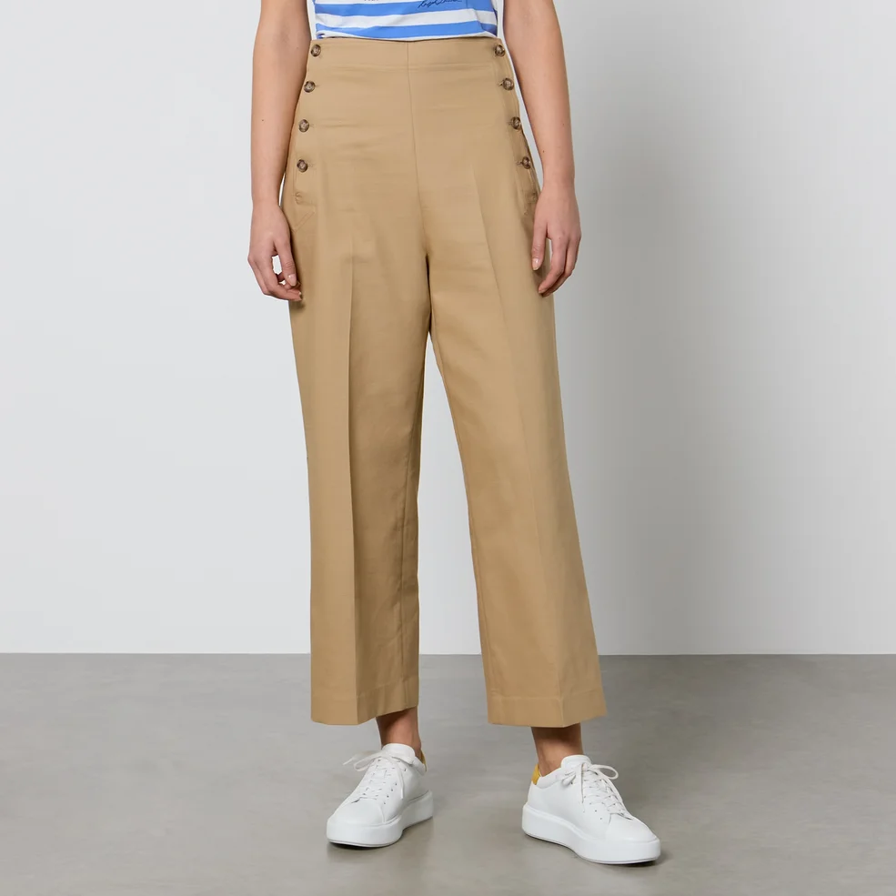 Polo Ralph Lauren Cropped Cotton-Twill Wide-Leg Trousers Image 1