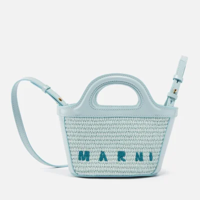Marni Tropicalia Micro Straw and Leather Tote Bag