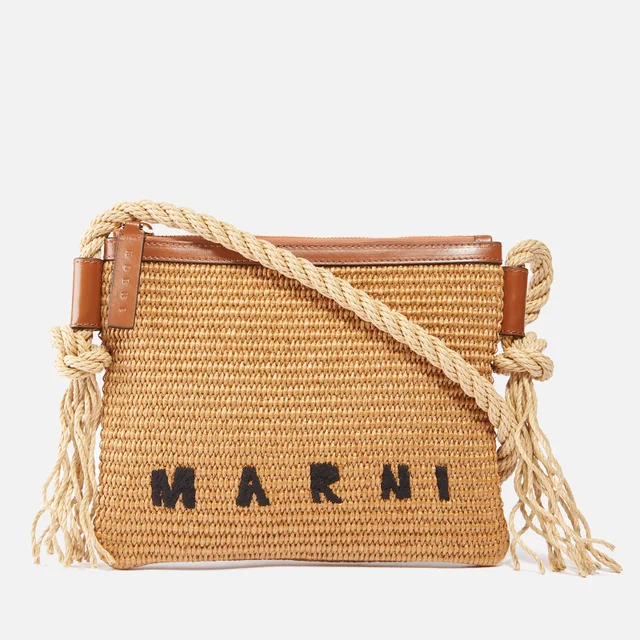 Marni Marcel Raffia and Leather Crossbody Bag