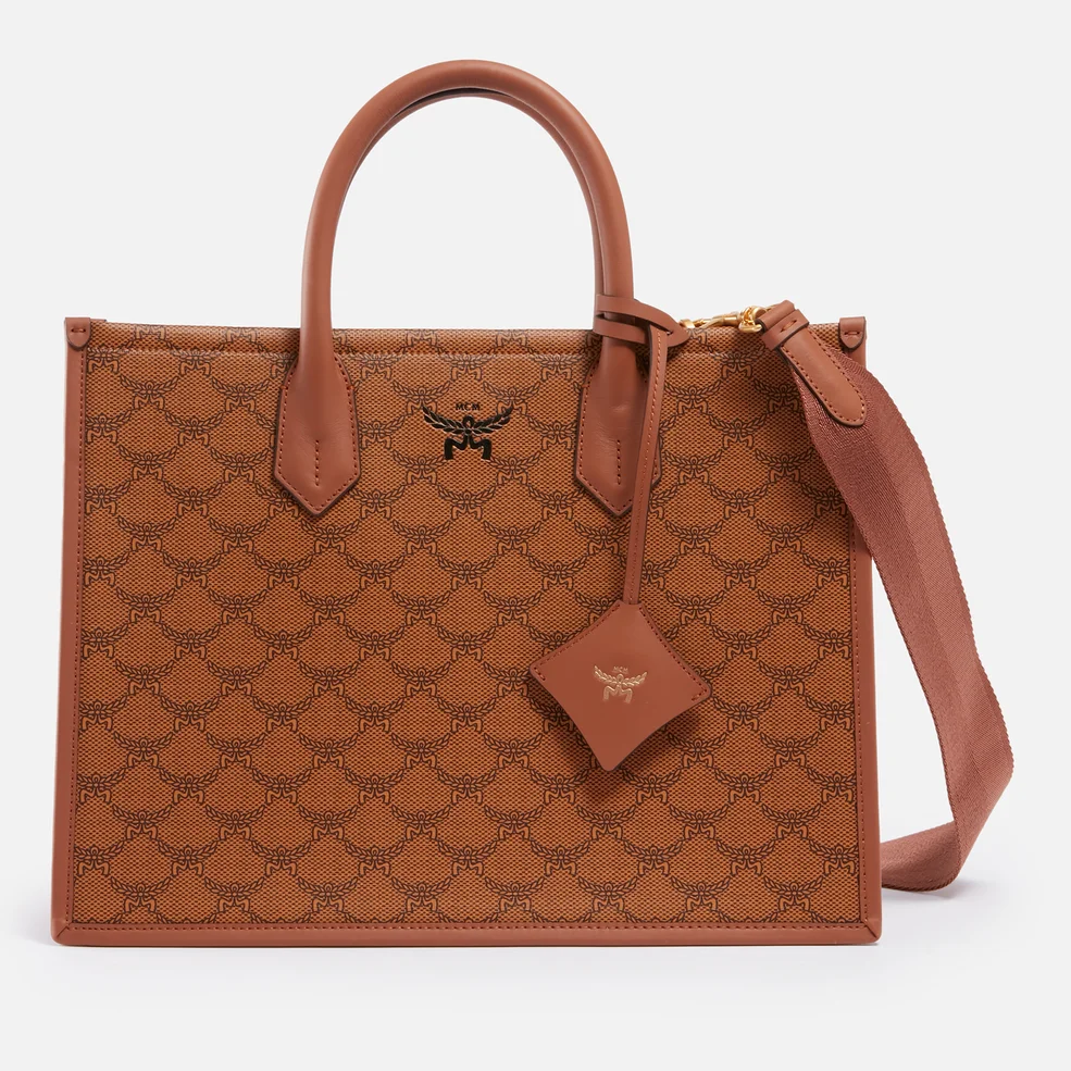 MCM Lauretos Coated-Canvas and Leather Tote Bag Image 1