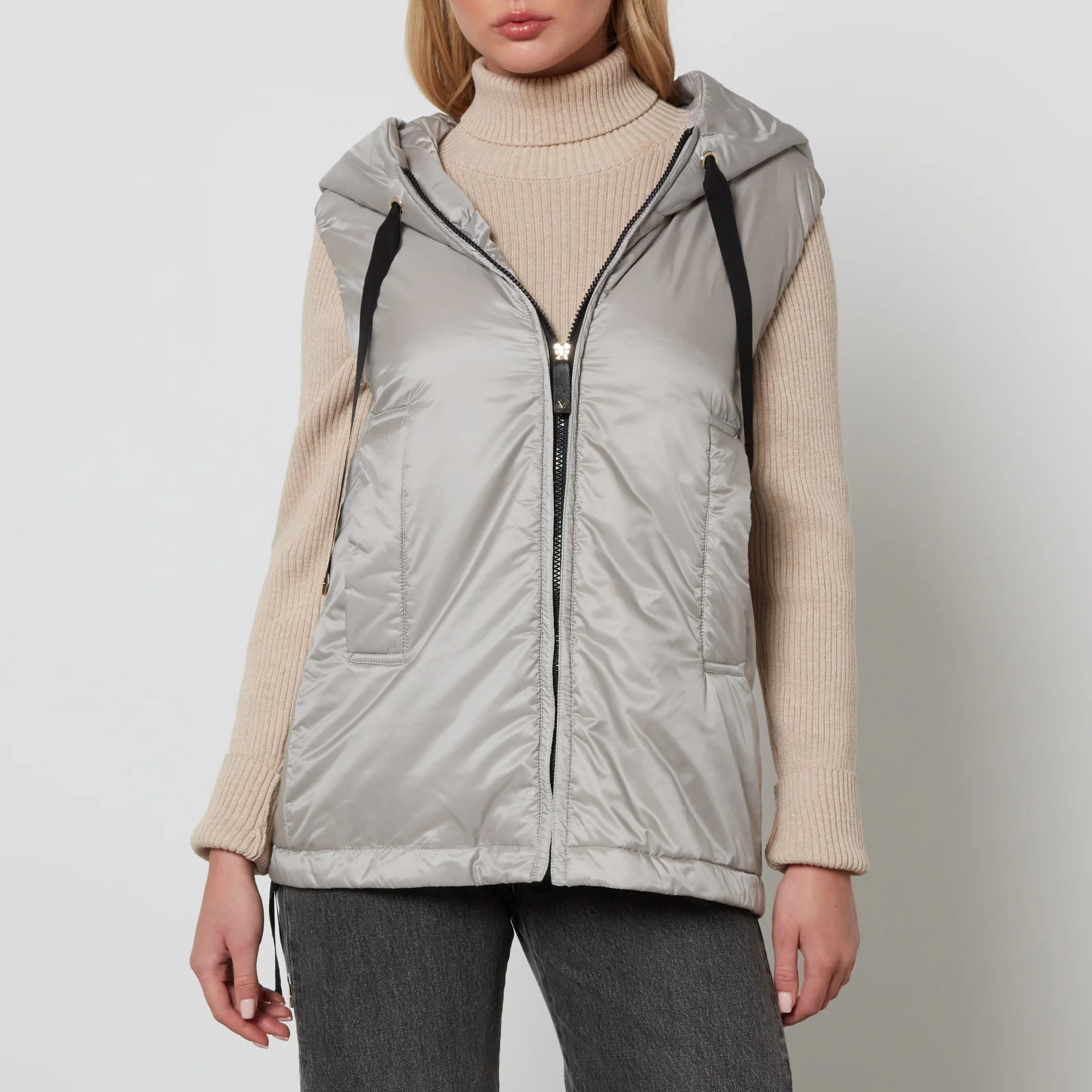 Max Mara The Cube Greengo Quilted Shell Hooded Waistcoat Image 1