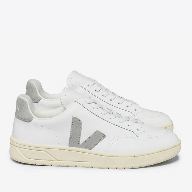 Veja Women's V-12 Leather Trainers - Extra White/Light Grey