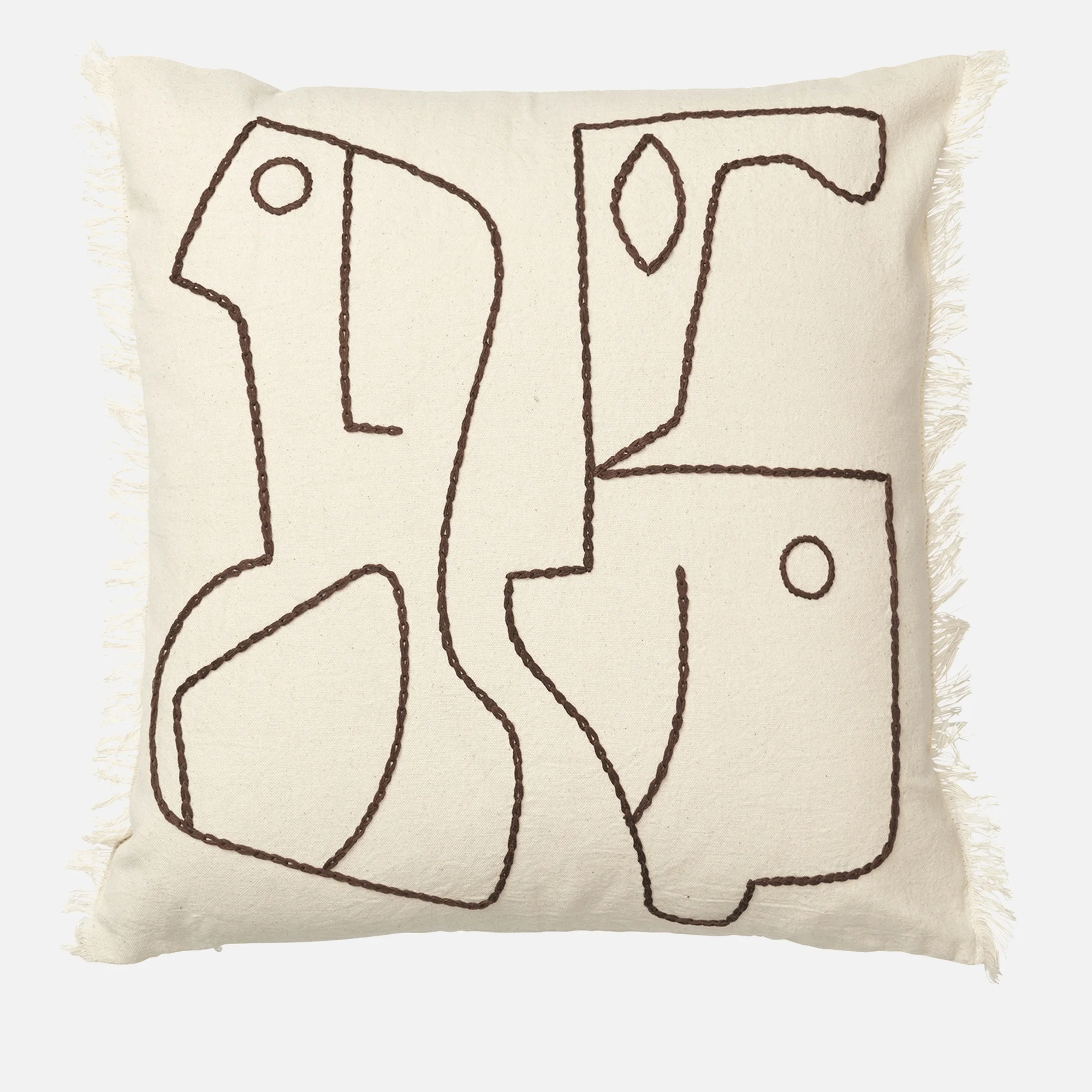 Ferm Living Figure Cushion - Off-white/Coffee Image 1