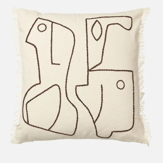 Ferm Living Figure Cushion - Off-white/Coffee