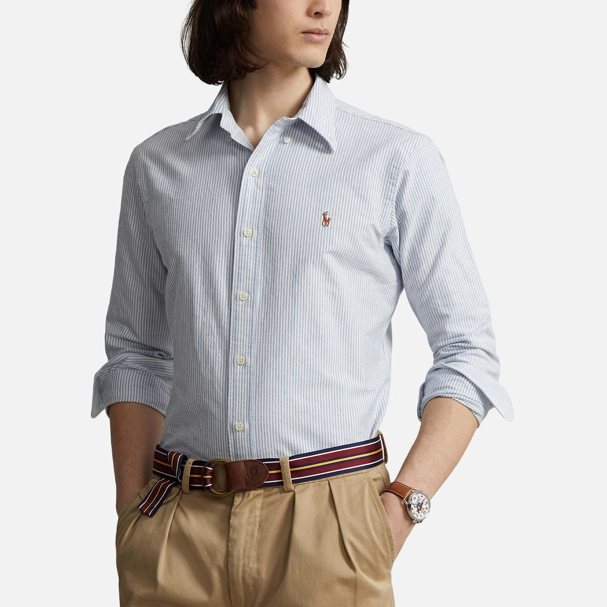 Polo Ralph Lauren Classic Pinstriped Oxford Cotton Long Sleeve Shirt Image 1