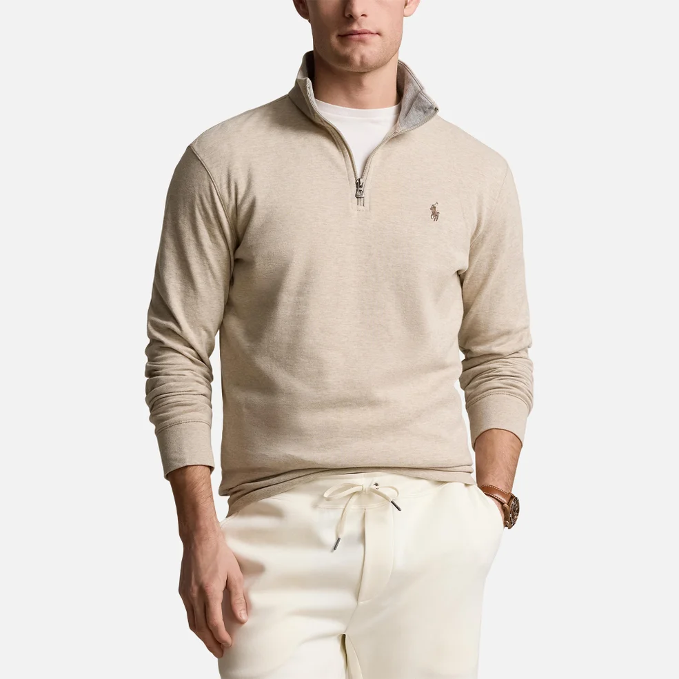 Polo Ralph Lauren Half-Zip Double-Knit Cotton-Blend Jersey Sweatshirt Image 1