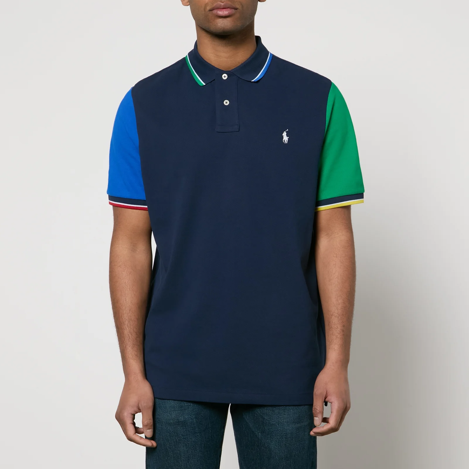 Polo Ralph Lauren Colour Block Cotton-Piqué Polo Shirt - S Image 1