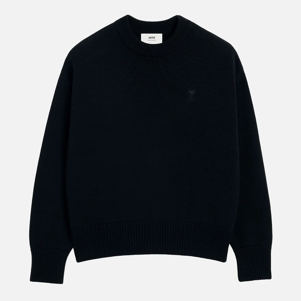 AMI de Coeur Embroidered Organic Cotton-Blend Knit Sweatshirt Image 1
