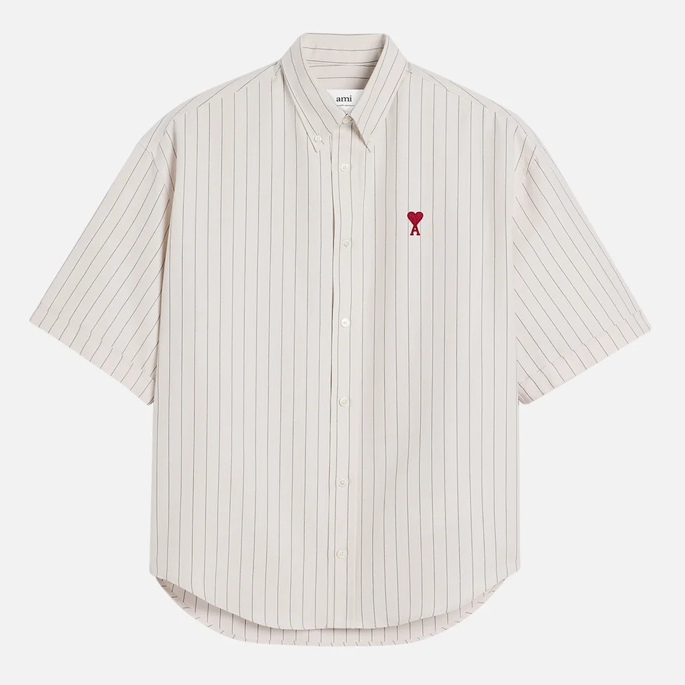 AMI Striped Cotton Boxy Shirt Image 1