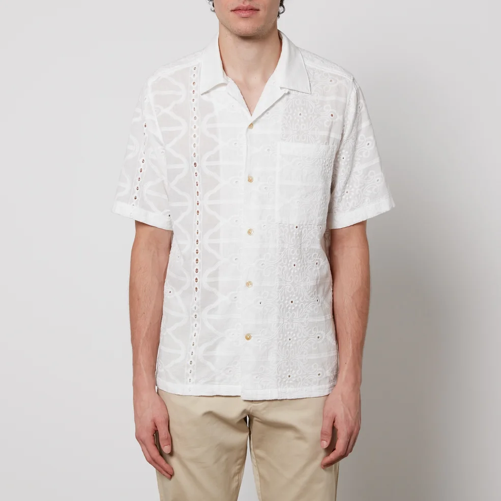 NN.07 Julio Embroidered Pointelle Cotton-Gauze Shirt - S Image 1