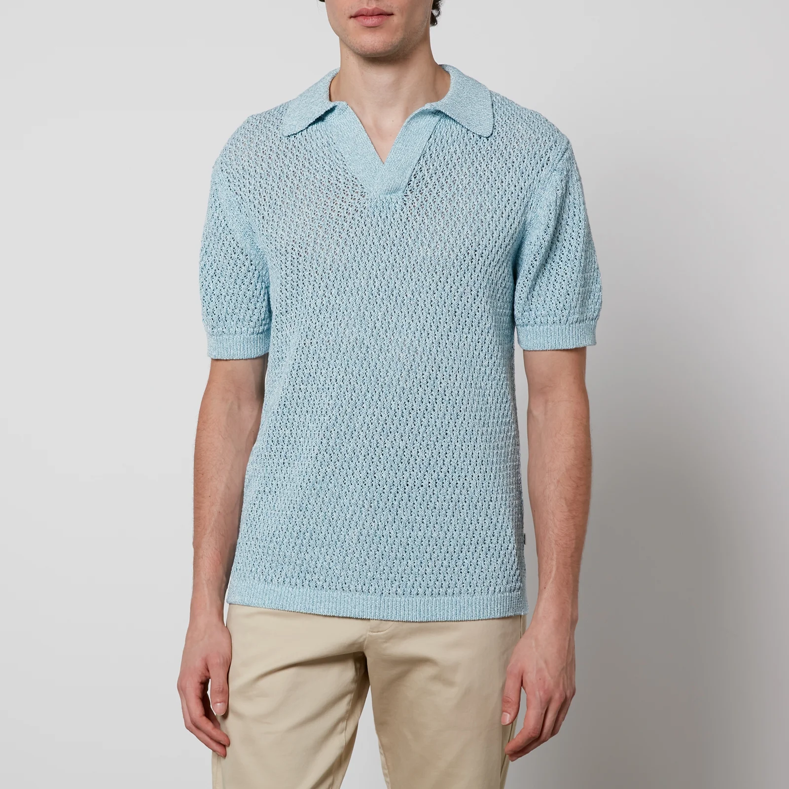 NN.07 Ryan Knitted Cotton-Blend Polo Shirt - S Image 1
