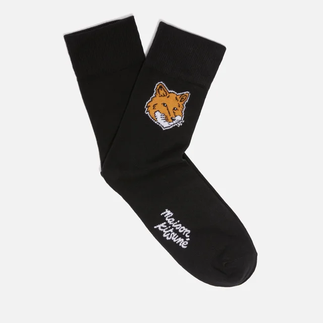 Maison Kitsuné Fox Head Ribbed-Knit Socks