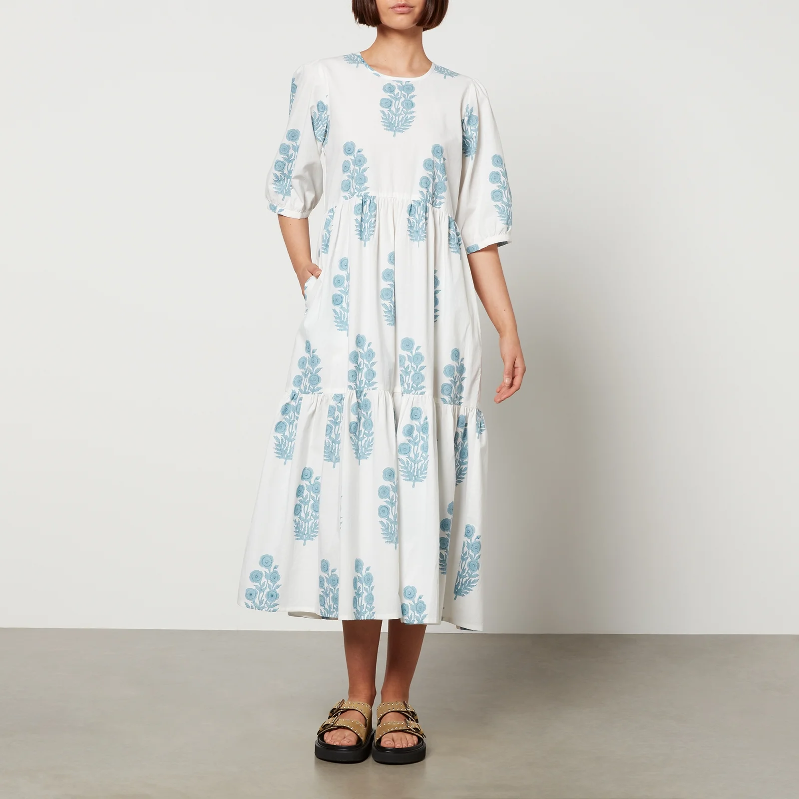 SZ Blockprints Gaia Floral-Print Cotton-Poplin Dress - XS Image 1