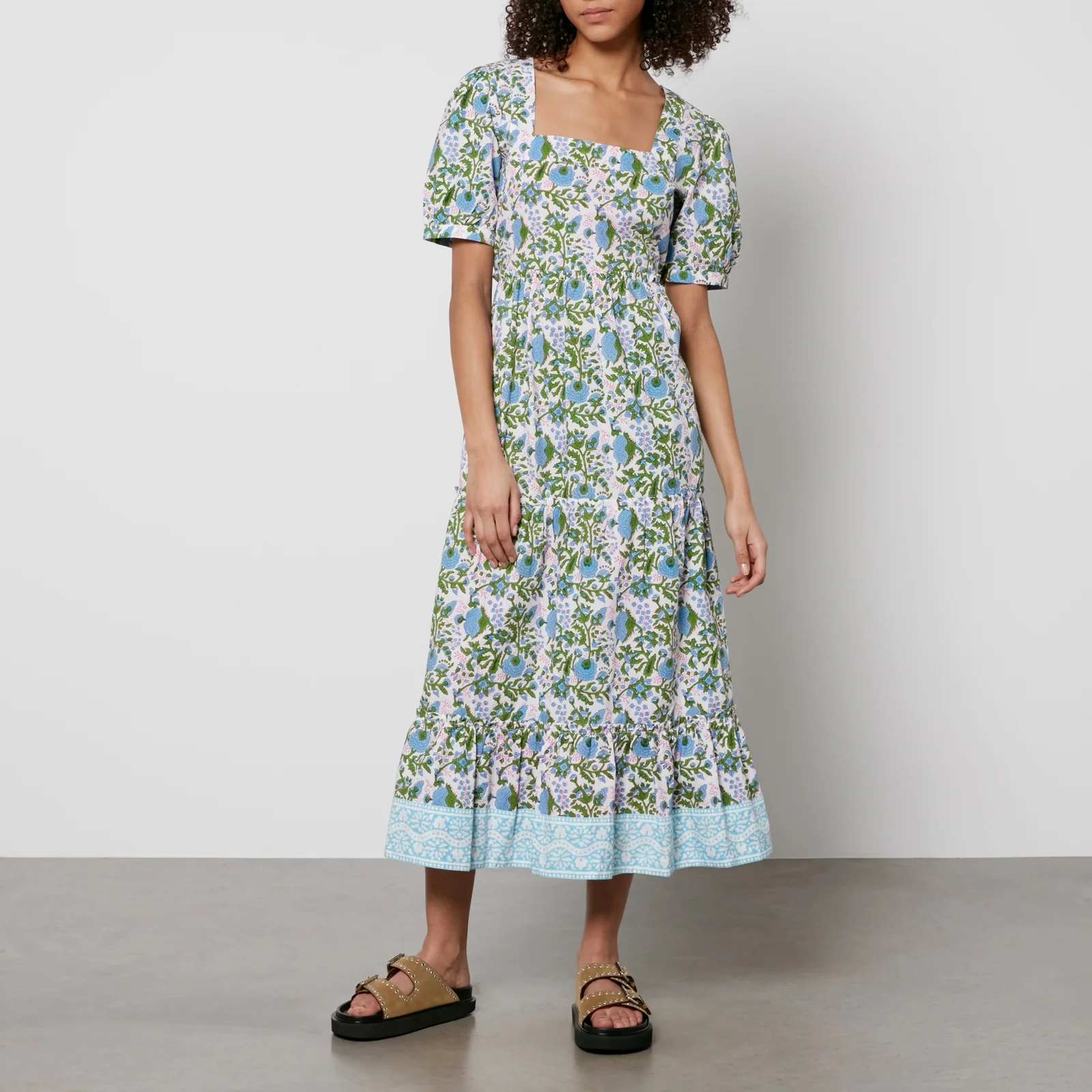 SZ Blockprints Divya Floral-Print Cotton-Poplin Dress Image 1