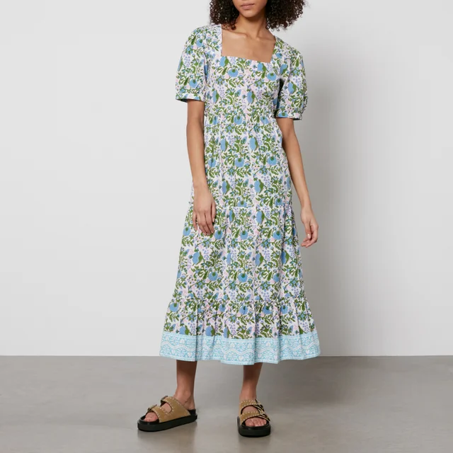 SZ Blockprints Divya Floral-Print Cotton-Poplin Dress
