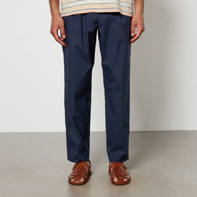 PS Paul Smith Pleated Elasticated Cotton-Blend Tapered Trousers