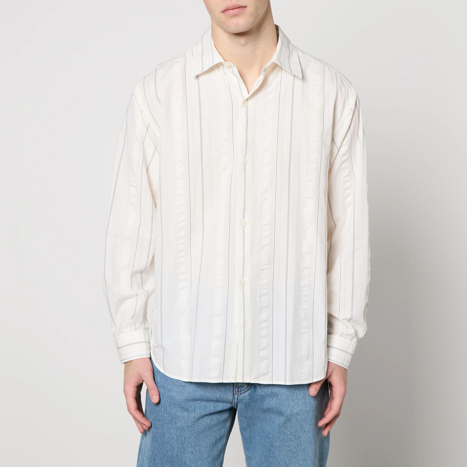 mfpen Generous Puckered Pinstriped Recycled Cotton Shirt - M Image 1