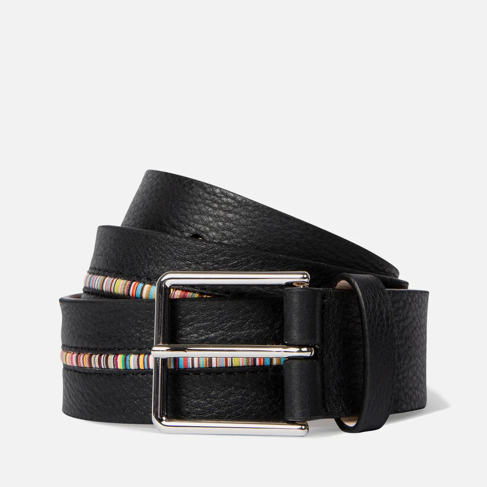Paul Smith Stripe Detail Grained Leather Belt Image 1