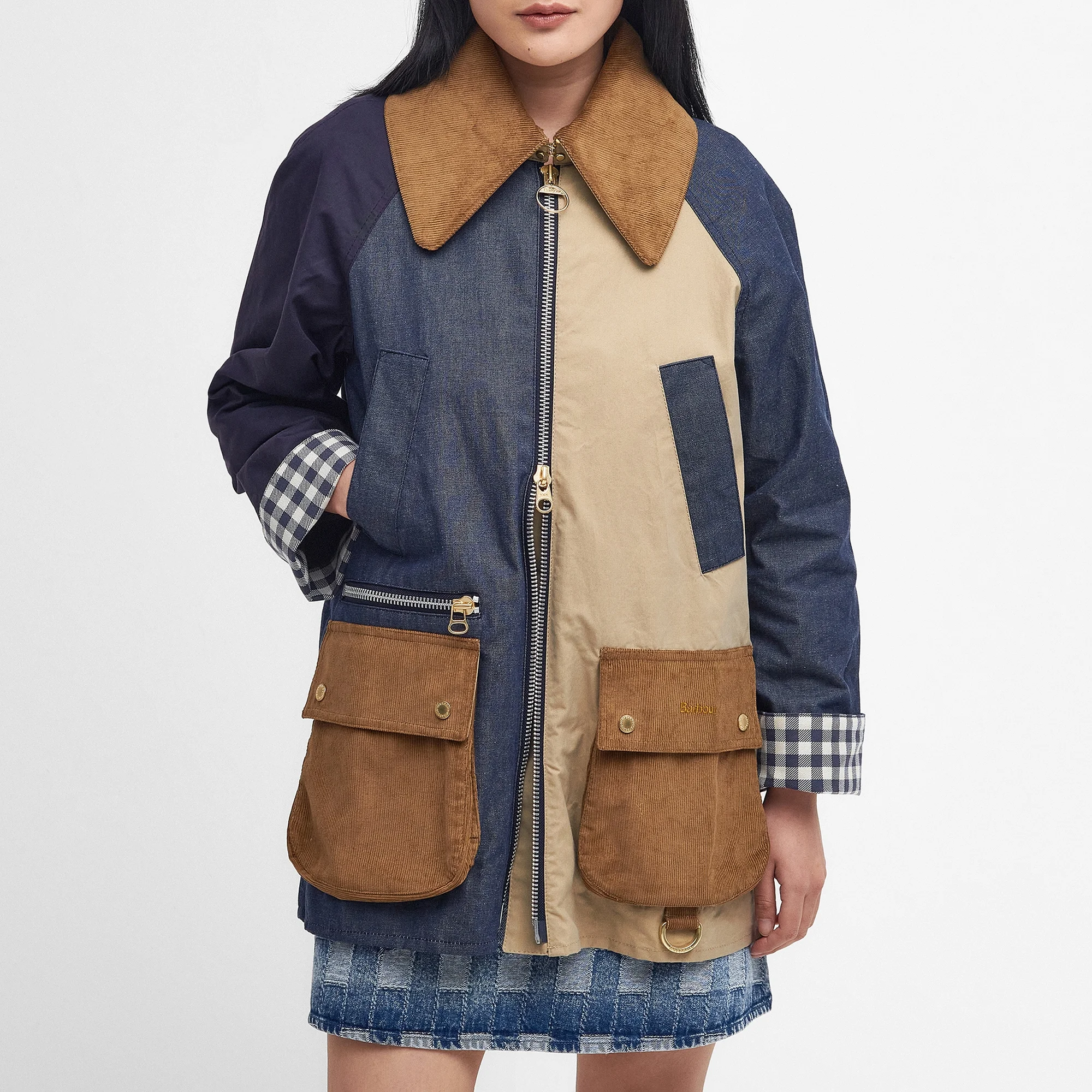 Barbour The Edit Gunnerside Patch Chambray and Gabardine Jacket Image 1