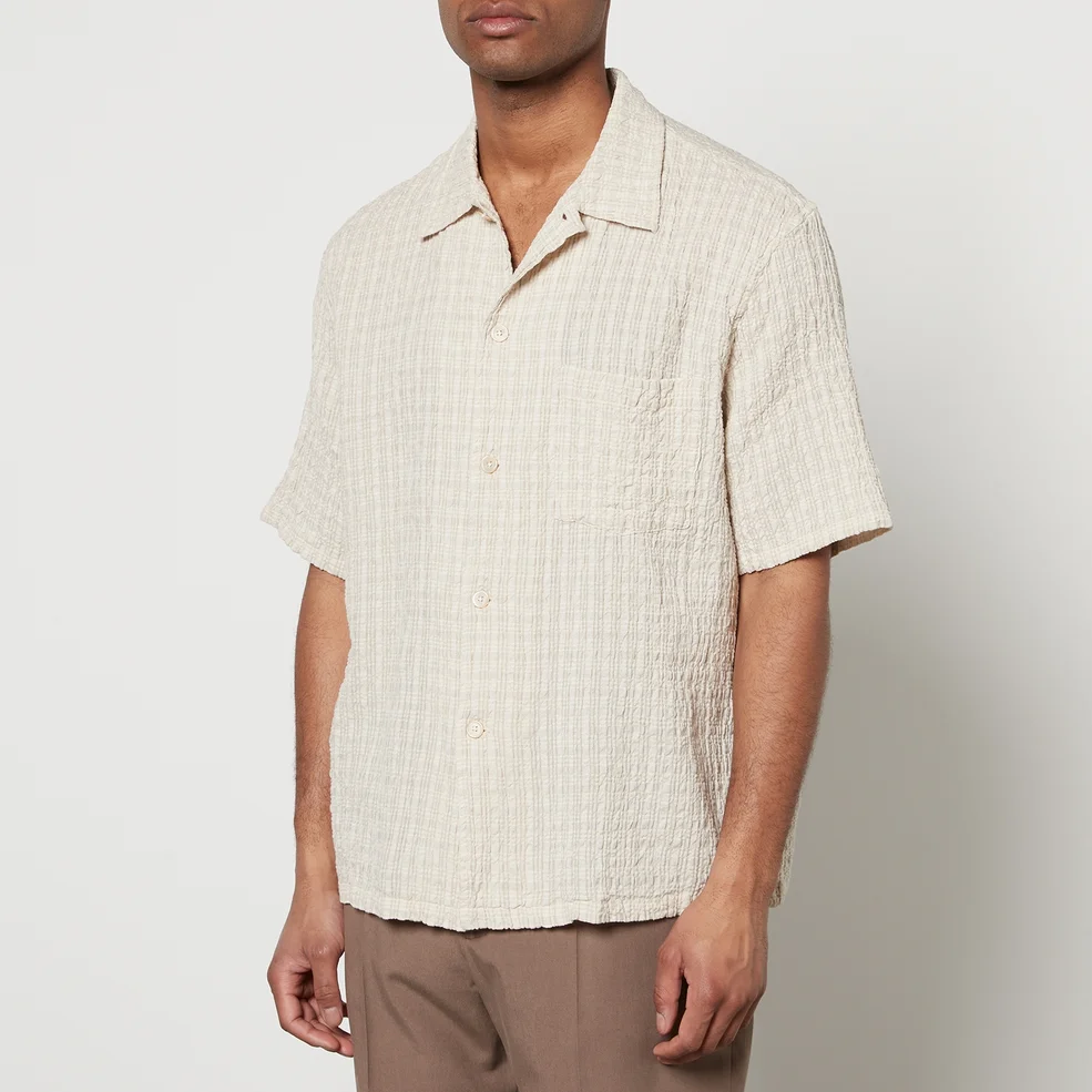 Our Legacy Box Cotton and Linen-Blend Seersucker Shirt Image 1
