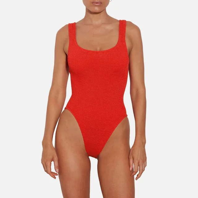 Hunza G Textured Stretch-Jersey Square Neck Swimsuit