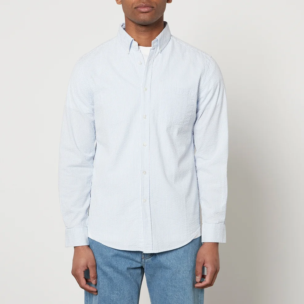 Portuguese Flannel Atlantico Stripe Cotton-Seersucker Shirt - S Image 1