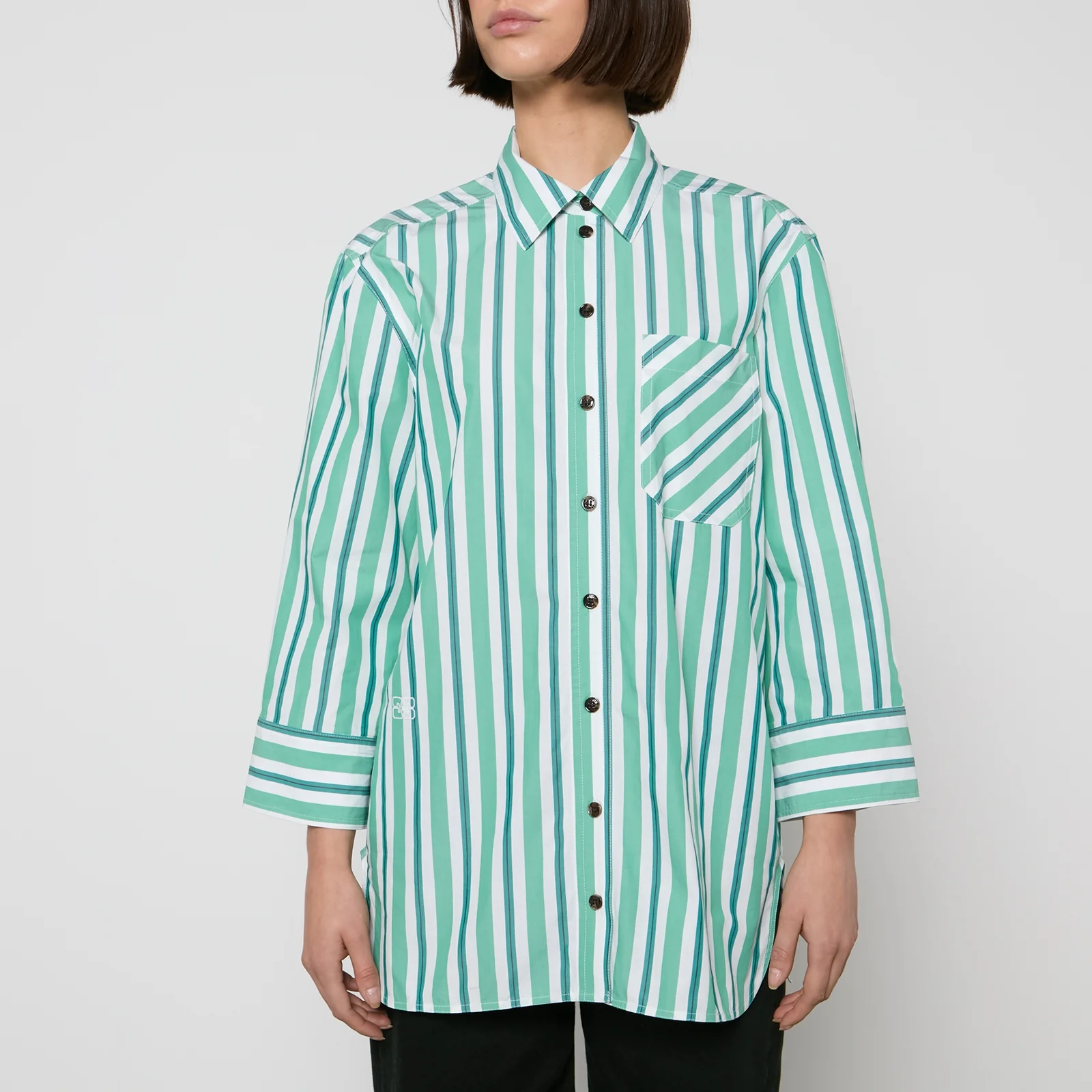 Ganni Striped Organic Cotton Shirt Image 1