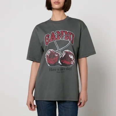 Ganni Future Cherry Cotton-Jersey T-Shirt