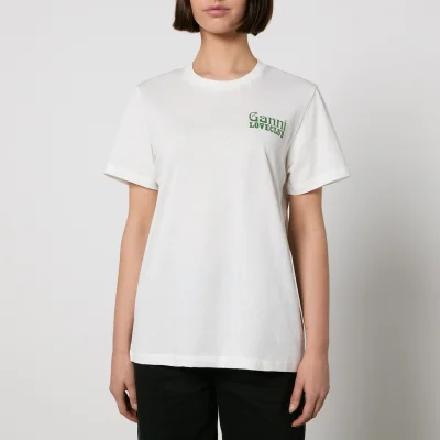 Ganni Love Club Printed Organic Cotton-Jersey T-Shirt