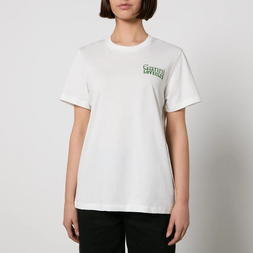 Ganni Love Club Printed Organic Cotton-Jersey T-Shirt Image 1