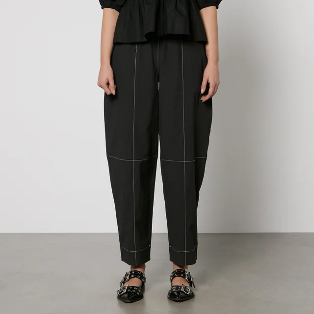 Ganni Cotton-Blend Tapered Trousers